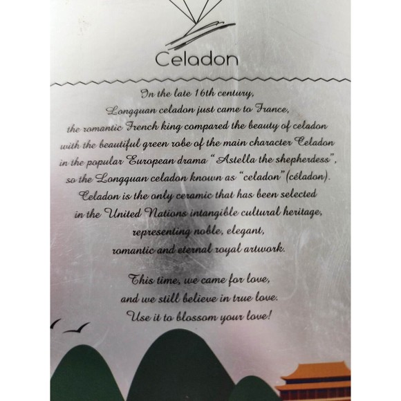 CELADON Praying Girl Trinket Dish/Ring Holder Blue Green Made in China - Picture 4 of 4